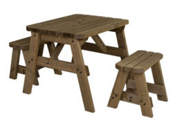 Arbor Garden Solutions Victoria Rounded Space Saving Picnic Table Benches Set (4Ft, Rustic Brown)