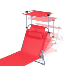 Sobuy Ogs48-R, Folding Chair Sun Lounger With Adjustable Sun Shade And Backrest, Red,w193Xd55.5Xh103 - thumbnail 6