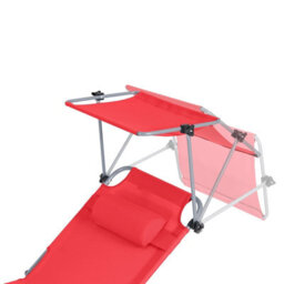 Sobuy Ogs48-R, Folding Chair Sun Lounger With Adjustable Sun Shade And Backrest, Red,w193Xd55.5Xh103 - thumbnail 8