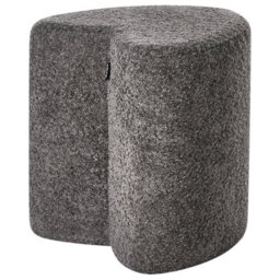 Wyld And Coco Chicnest Heart Shaped Pouffe Dark Grey Chenille Upholstered Seat - Compact Accent Stool - thumbnail 5