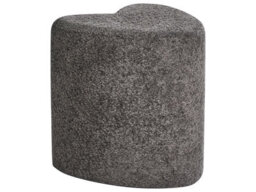 Wyld And Coco Chicnest Heart Shaped Pouffe Dark Grey Chenille Upholstered Seat - Compact Accent Stool - thumbnail 3