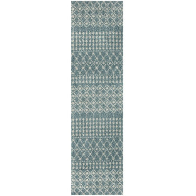 The Rugs Soft Moroccan Diamond Shaggy Rugs And Runners High Pile Duck Egg Blue And Ivory Living Room Kitchen Hallway 1050 - image 1