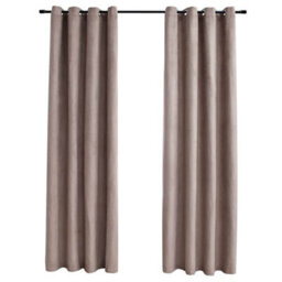 Berkfield Elegant Blackout Curtains With Metal Rings 2 Pcs Taupe 140X175 Cm