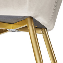 Tectake Set Of 6 Chair Marilyn With Velvet Cover, Gold Steel Legs And Plush Padding  - Cream/gold - thumbnail 9