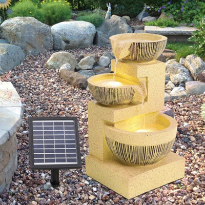 Living And Home 3-Tier Garden Solar Bowl Water Fountain Outdoor Water Feature Led Lights - image 1