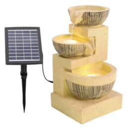 Living And Home 3-Tier Garden Solar Bowl Water Fountain Outdoor Water Feature Led Lights - thumbnail 4
