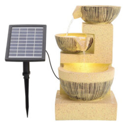 Living And Home 3-Tier Garden Solar Bowl Water Fountain Outdoor Water Feature Led Lights - thumbnail 5