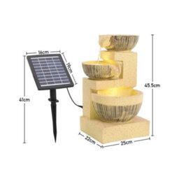 Living And Home 3-Tier Garden Solar Bowl Water Fountain Outdoor Water Feature Led Lights - thumbnail 6
