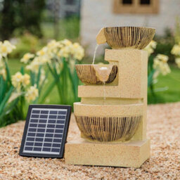 Living And Home 3-Tier Garden Solar Bowl Water Fountain Outdoor Water Feature Led Lights - thumbnail 3
