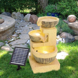 Living And Home 3-Tier Garden Solar Bowl Water Fountain Outdoor Water Feature Led Lights - thumbnail 2