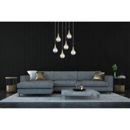 Luminosa Lighting Luminosa Lacrima Cluster Pendant Ceiling Light White, Gold Transparent Glass Shade 6X E27 - thumbnail 3