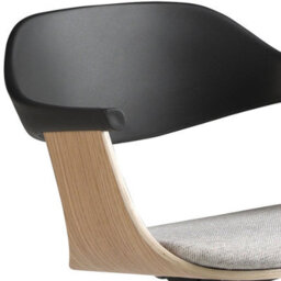 Angel Cerda Modern Swivel Office Chair In Light Grey Fabric With Black Pvc Backrest - thumbnail 4