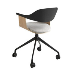Angel Cerda Modern Swivel Office Chair In Light Grey Fabric With Black Pvc Backrest - thumbnail 6