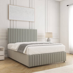 Bsspoke Emma Divan Bed Set Silver Plush Velvet With 24Inch Panel Headboard & Footboard No Drawers No Mattress In All Sizes - thumbnail 3