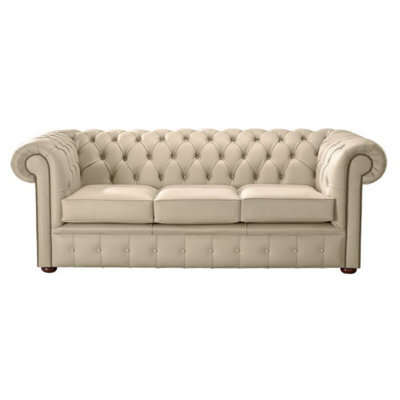 Chesterfield 3 Seater Shelly Stone Leather Sofa Bespoke In Classic Style - image 1