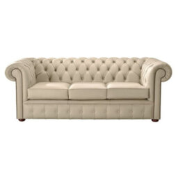 Chesterfield 3 Seater Shelly Stone Leather Sofa Bespoke In Classic Style - thumbnail 1