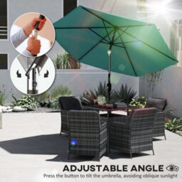 Outsunny 2.6M Garden Parasol Umbrella With Aluminium Pole, Tilt, Turquoise - thumbnail 5