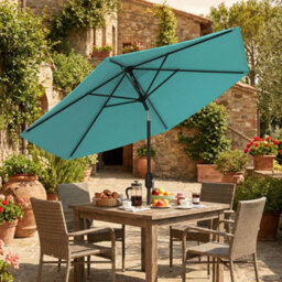 Outsunny 2.6M Garden Parasol Umbrella With Aluminium Pole, Tilt, Turquoise - thumbnail 9