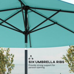 Outsunny 2.6M Garden Parasol Umbrella With Aluminium Pole, Tilt, Turquoise - thumbnail 8