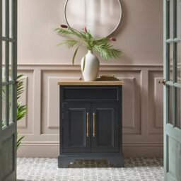 Homestylestore Black Grey And Oak 645mm Bathroom Vanity Unit And Brushed Copper T Bar Handles - thumbnail 4