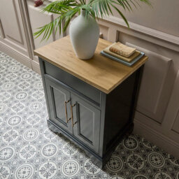 Homestylestore Black Grey And Oak 645mm Bathroom Vanity Unit And Brushed Copper T Bar Handles - thumbnail 3