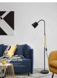 Black Wrought Iron Adjustable Led Floor Lamp Standing Reading Light - thumbnail 3