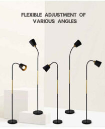 Black Wrought Iron Adjustable Led Floor Lamp Standing Reading Light - thumbnail 5