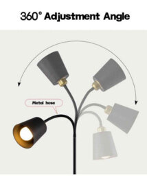 Black Wrought Iron Adjustable Led Floor Lamp Standing Reading Light - thumbnail 4