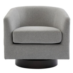 Living And Home Light Grey Linen Swivel Accent Chair Armchair - thumbnail 2