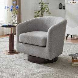 Living And Home Light Grey Linen Swivel Accent Chair Armchair