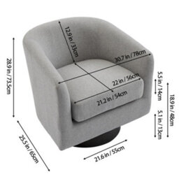 Living And Home Light Grey Linen Swivel Accent Chair Armchair - thumbnail 6