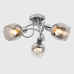 Valuelights Zarah 3 Way Silver Chrome Swirl Arm Twist Design Ceiling Light With Smoked Glass Shades And Led Filament Bulbs - thumbnail 4