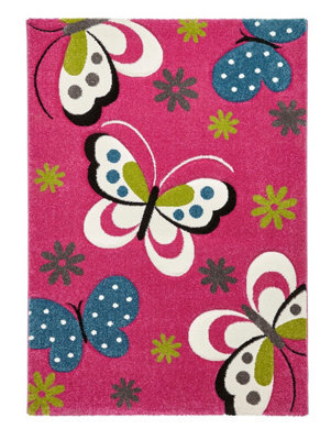 Kids Pink Modern Animal Graphics Pictorial Rug For Dining Room Bedroom & Living Room-120Cm X 170Cm - image 1