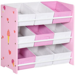 Fix-A-Floor Zonekiz Storage Unit W/9 Removable Storage Baskets For Nursery Playroom, Pink - thumbnail 2