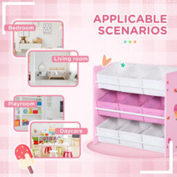 Fix-A-Floor Zonekiz Storage Unit W/9 Removable Storage Baskets For Nursery Playroom, Pink - thumbnail 7