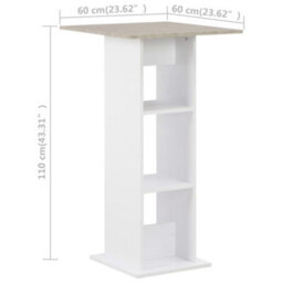 Vidaxl Bar Table White And Concrete 60X60X110 Cm - thumbnail 6