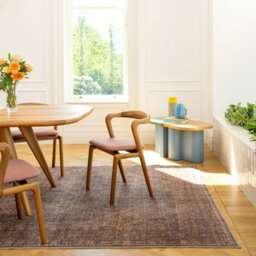 Loomed Vintage Design Cotton Chenille Rug Brown Charcoal Machine Washable 120Cm X 170Cm - thumbnail 5