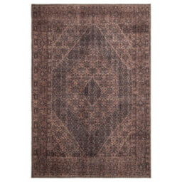 Loomed Vintage Design Cotton Chenille Rug Brown Charcoal Machine Washable 120Cm X 170Cm - thumbnail 8
