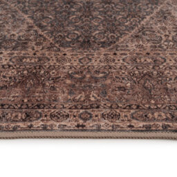 Loomed Vintage Design Cotton Chenille Rug Brown Charcoal Machine Washable 120Cm X 170Cm - thumbnail 9