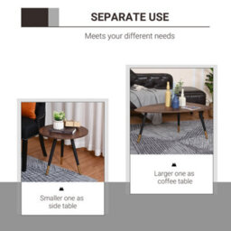 Homcom Coffee Table Set Of 2 Nesting End Side Tables For Living Room, Walnut - thumbnail 6