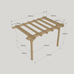 Rutland County Garden Furniture Wall Mounted Double Garden Pergola - Wood - L180 X W480 X H270 Cm - Rustic Brown - thumbnail 4