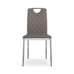 More4Homes Set Of 2 Monza Faux Leather Dining Chair Modern Padded Seat Chrome Legs Kitchen (Grey) - thumbnail 3