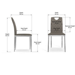 More4Homes Set Of 2 Monza Faux Leather Dining Chair Modern Padded Seat Chrome Legs Kitchen (Grey) - thumbnail 7