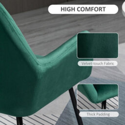 Homcom Modern Accent Chair Velvet-Feel Upholstered Lounge Armchair Green - thumbnail 5