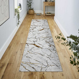 RugsX Carpet, Runner Allure 1963 Marble - Structural, Stylish, Glamour White Gold 80X250 Cm - thumbnail 5