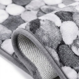 2 Piece Pebble Stone Bathroom Mat Set, Soft Polyester Bath & Pedestal Rug Set, Absorbent Stone Effect Floor Mats For Bathroom - thumbnail 8