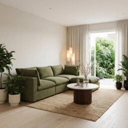Furniturebox Uk Echo Green Linen-Look Fabric Armless Armchair For Modular Sofa - thumbnail 4