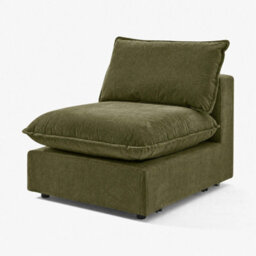 Furniturebox Uk Echo Green Linen-Look Fabric Armless Armchair For Modular Sofa - thumbnail 5