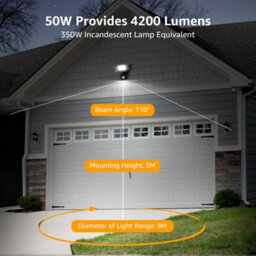 Lepro 50W Security Lights Outdoor Motion Sensor, 4200 Lumen Pir Lights, Ip65 Waterproof Flood Light For Backyard Garages - thumbnail 2