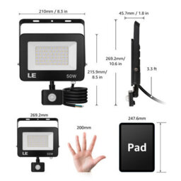 Lepro 50W Security Lights Outdoor Motion Sensor, 4200 Lumen Pir Lights, Ip65 Waterproof Flood Light For Backyard Garages - thumbnail 8